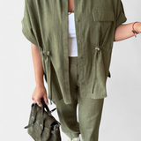 Lani Conjunto Relaxed de Camisa y Pantalones de Algodón y Lino