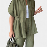 Lani Conjunto Relaxed de Camisa y Pantalones de Algodón y Lino