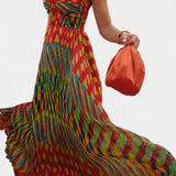 Océana Vestido Maxi Halter Abstracto