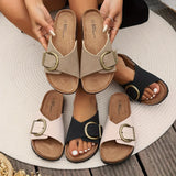 Maitane® | Beige Slipper Women'S Sandals With Large Buckle