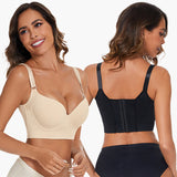 Yack Saint® Sujetador push-up con espalda lisa – Negro + Beige (pack de 2)
