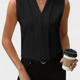 Nele Blusa Sin Mangas con Escote en V y Corte Fluido