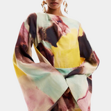 Dana Vestido Maxi de Acuarela con Frontal Torcido