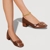 Livana | Zapatos de Tacón Bajo Efecto Croco