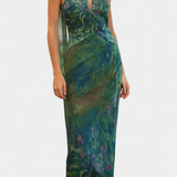 Moana Vestido en Chiffon con Estampado Inspirado en Monet