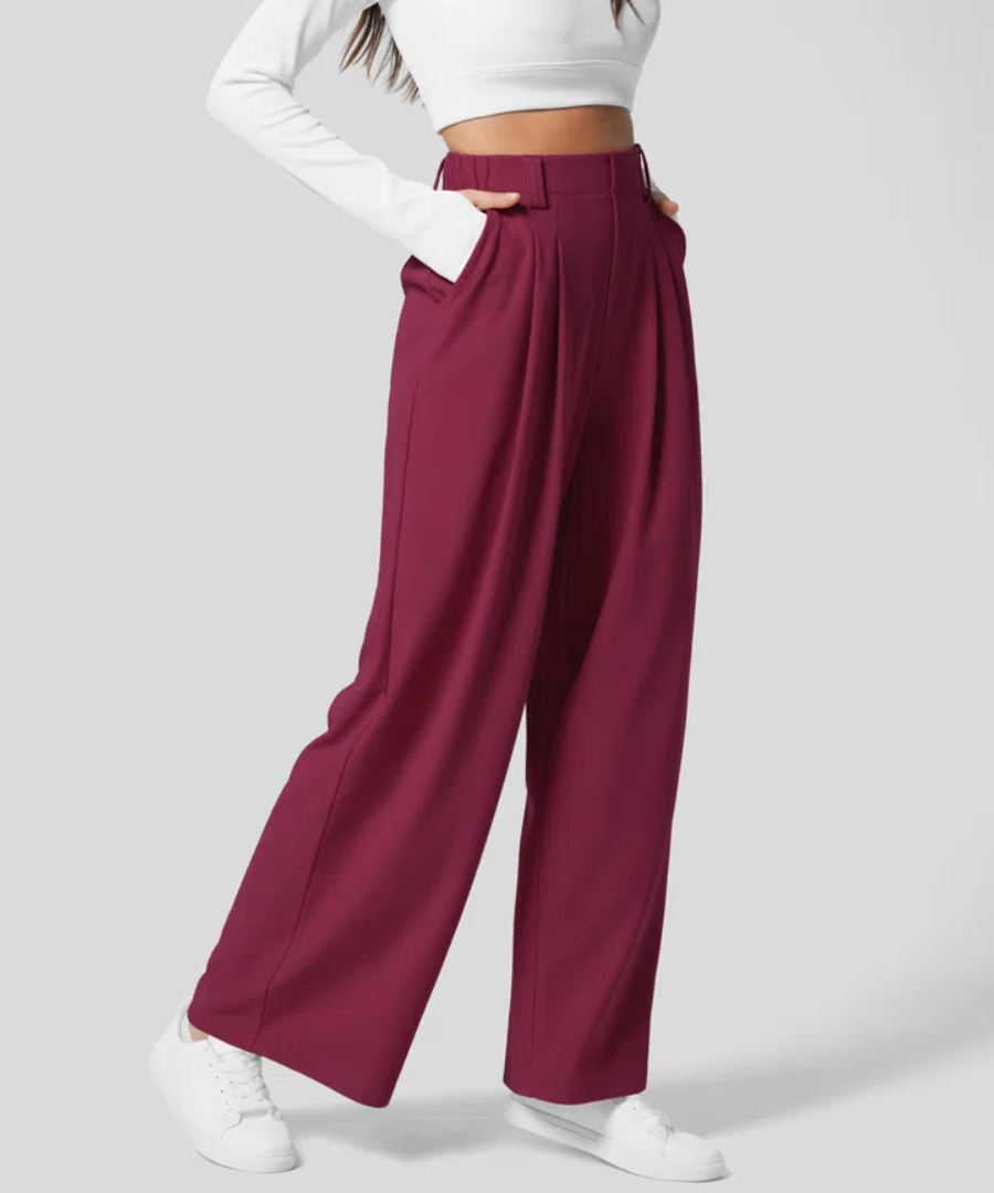 Alba Madrid - Elegante Pantalones de Cintura Alta con Cintura Elástica