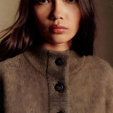 Chaqueta de Mohair con Cuello Teddy - Taupe Oscuro