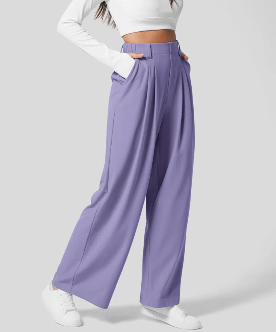 Alba Madrid - Elegante Pantalones de Cintura Alta con Cintura Elástica