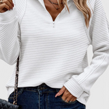 Helene Jersey de Cuello en V con Cremallera y Manga Larga