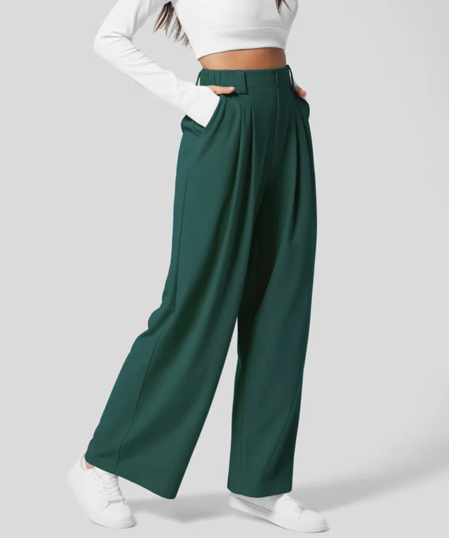 Alba Madrid - Elegante Pantalones de Cintura Alta con Cintura Elástica