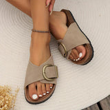 Fabiola® | Beige Slippers Women'S Sandals With Large Buckle