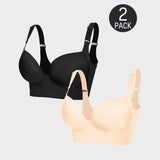Sujetador de cobertura total Yack Saint® con alisador de espalda – Negro + Beige (2 unidades)