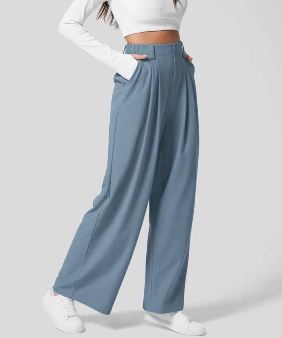 Alba Madrid - Elegante Pantalones de Cintura Alta con Cintura Elástica