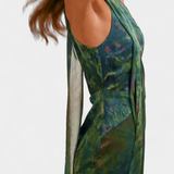 Moana Vestido en Chiffon con Estampado Inspirado en Monet