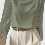 Zaraa Blusa Elegante de Manga Transparente