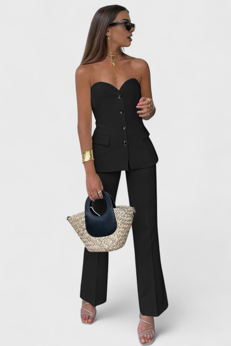 Paesha Conjunto Relajado sin Mangas y Pierna Ancha