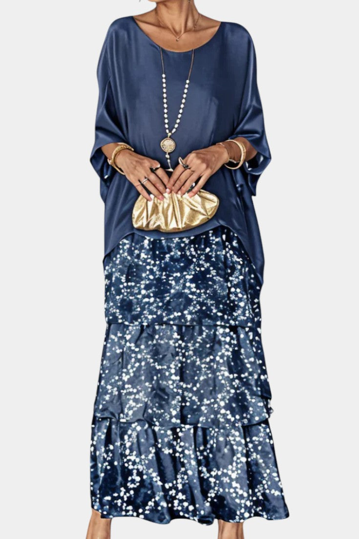 Caroline Vestido Maxi de Batwing con Estampado