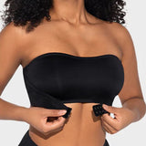 Sujetador bandeau sin costuras y sin aros con cierre delantero