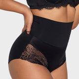 Braguitas moldeadoras de encaje sin costuras y cintura alta (paquete de 3)