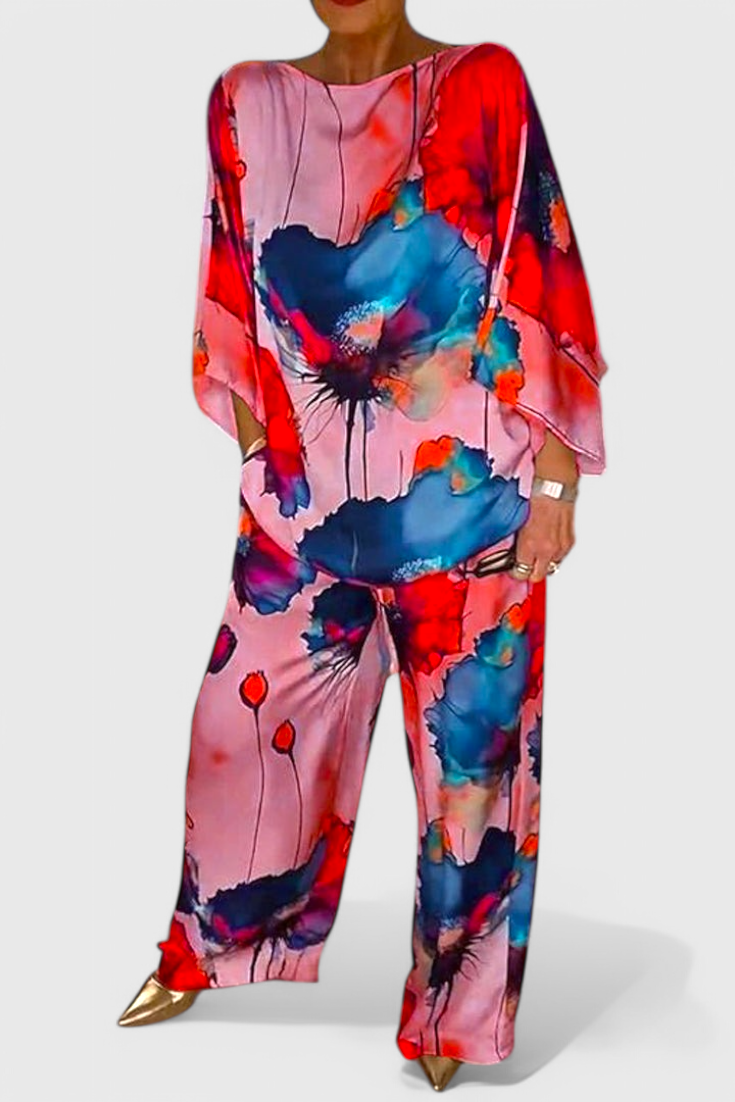 Karoline Conjunto Floral de Dos Piezas con Ajuste Relajado