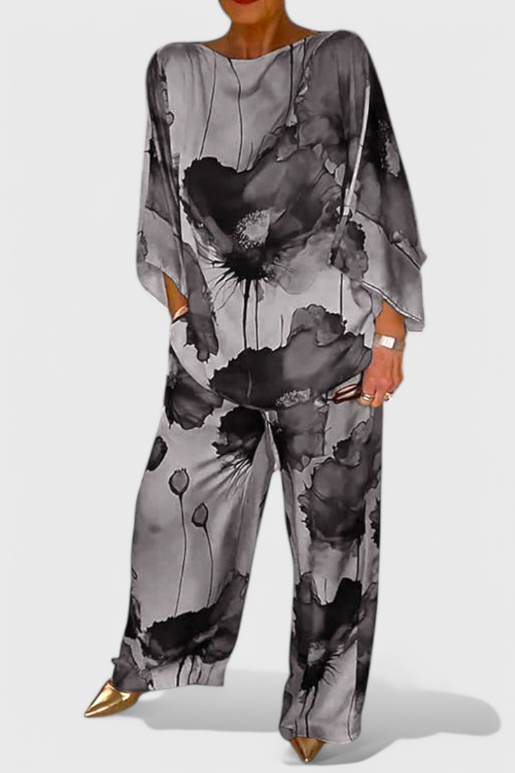 Karoline Conjunto Floral de Dos Piezas con Ajuste Relajado