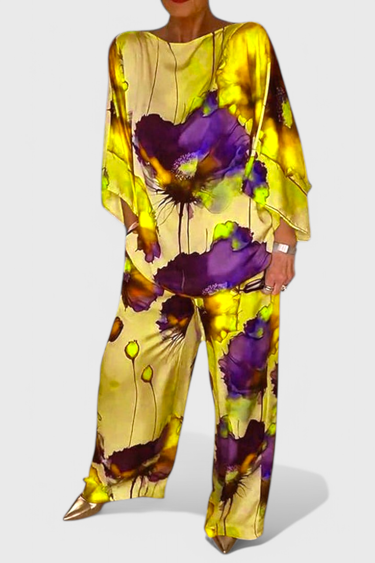 Karoline Conjunto Floral de Dos Piezas con Ajuste Relajado