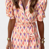 Araceli Conjunto Estampado con Blazer y Pantalón Acampanado