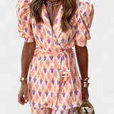 Araceli Conjunto Estampado con Blazer y Pantalón Acampanado