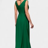 Rocío Vestido Largo con Drapeado Frontal y Escote Cruzado