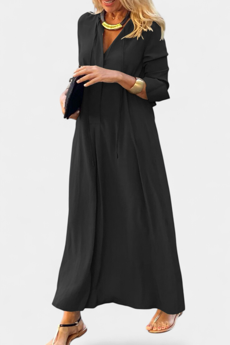 Verónica Vestido de Manga Larga con Escote en V