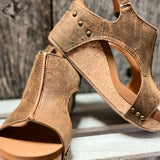 Nora® | Tulum Sandals Comfortable Open Toe Leather Wedges