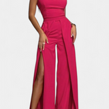 Prescillia Mono con Tirantes de Espagueti y Pierna con Abertura