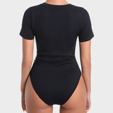 Body sin costuras con cuello redondo y mangas cortas