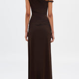 Eranda Vestido Maxi de Malla Drapada Off-Shoulder