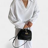 Aya Conjunto de Dos Piezas de Algodón con Escote en V