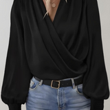 Quinn Blusa Elegante de Manga Larga con Escote en V