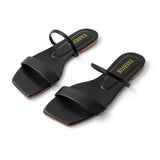 Sandalias Planas de Punta Cuadrada Básicas