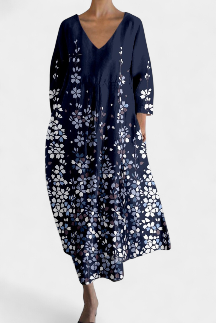 Anne Vestido Largo Colorido con Escote en V