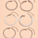 Conjunto de Pulseras de Cadena Cubana de 6 Piezas