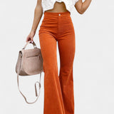 Kiara Pantalones de Terciopelo de Pierna Ancha de Cintura Alta