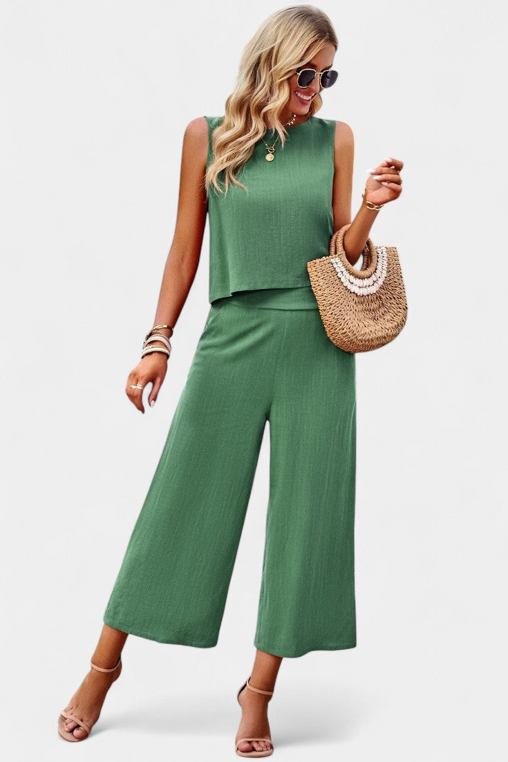 Lavinia Conjunto de Top y Shorts Fluidos Boho en Lino y Algodón