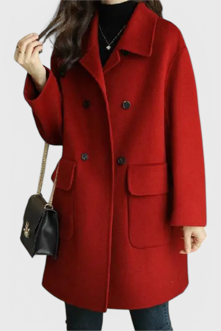 Camille Abrigo de Lana Clásico de Doble Botonadura