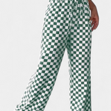 Hilaria Pantalones de Pierna Ancha con Estampado a Cuadros