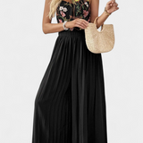 Maruja Mono Palazzo con Bordado Floral y Encaje Transparente