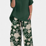 Aivy Conjunto Floral de Dos Piezas con Toque Relajado