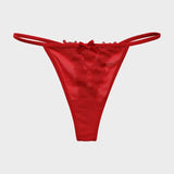 Tanga en V de malla con acabado de encaje