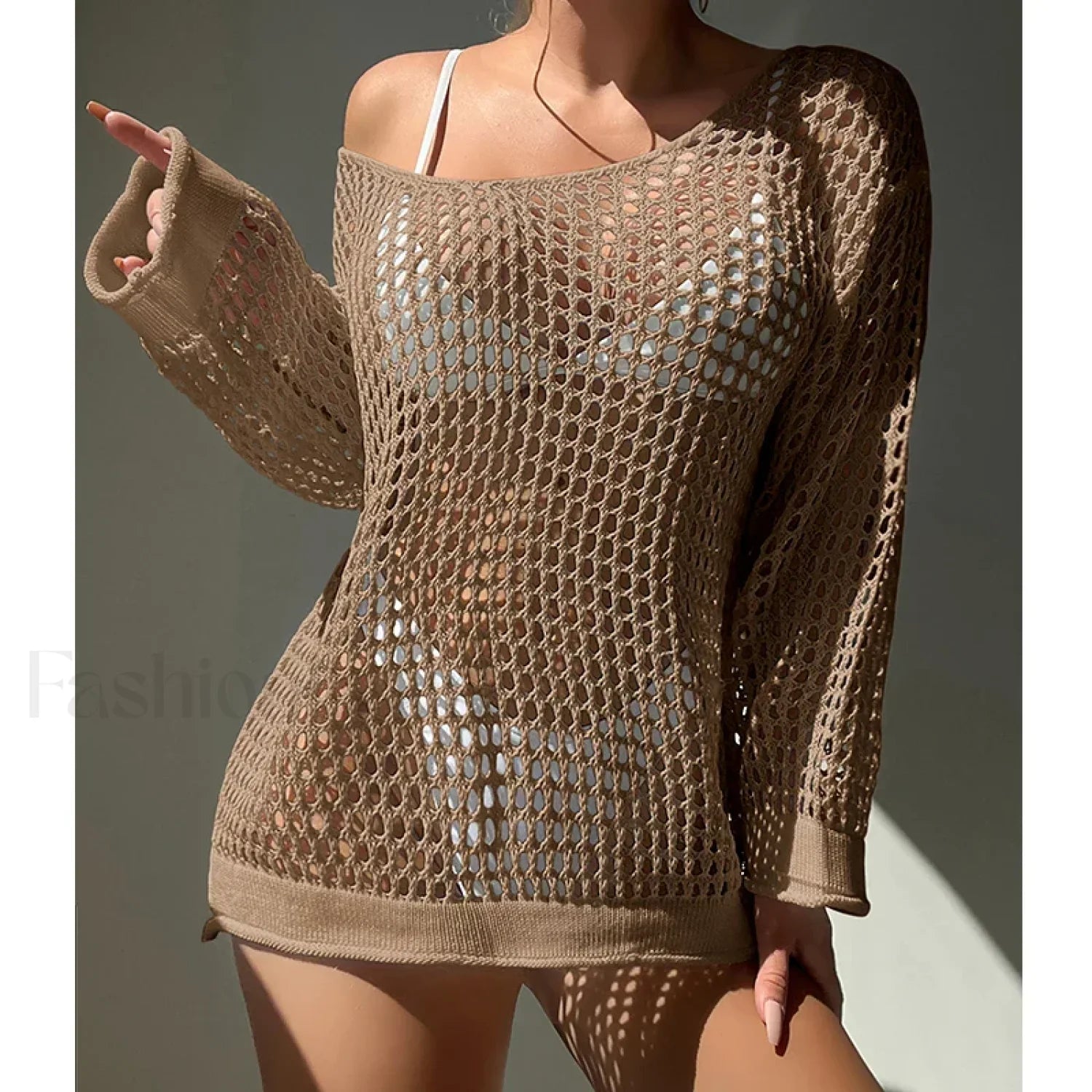 Salida de playa holgada de cuello redondo