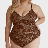 Body con escote en V profundo, tanga y efecto moldeador