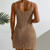 Salida de playa lisa texturizada de cuello redondo