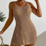 Salida de playa lisa texturizada de cuello redondo